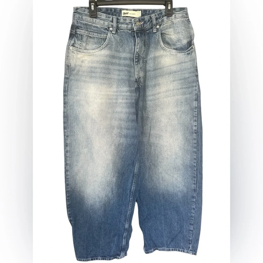 PULL&BEAR Barrel Wide Leg Light Blue Denim Straight-Leg Jeans, Men’s Sz 32